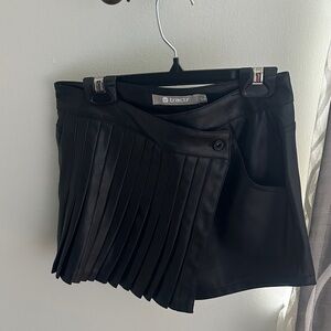 Tractr Black Asymmetrical Pleated Skirt